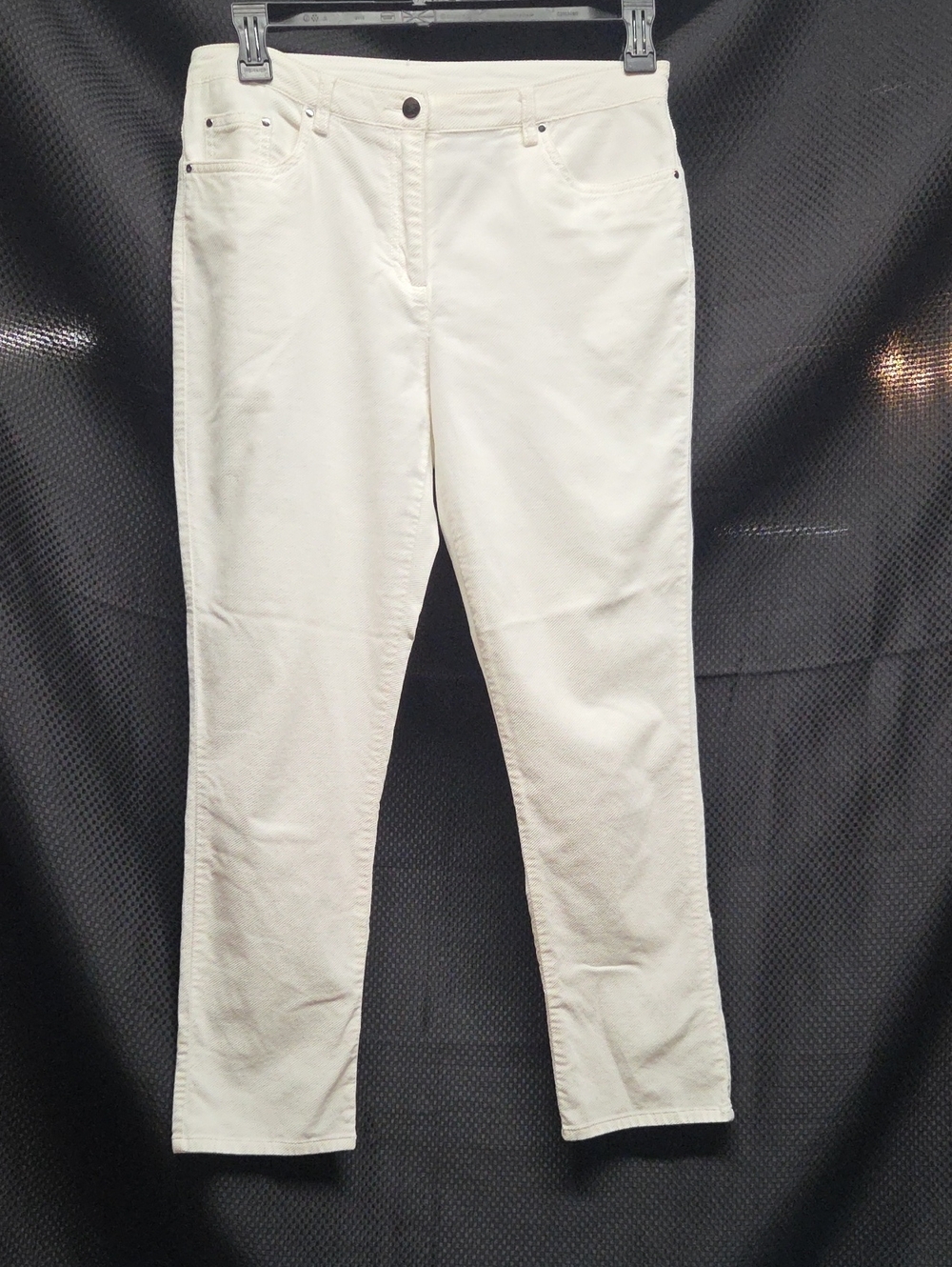 Women’s Classic High-Rise Winter White Pants. Brushed Cotton.